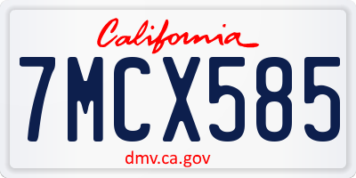 CA license plate 7MCX585