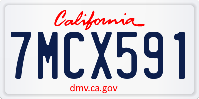CA license plate 7MCX591