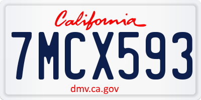 CA license plate 7MCX593