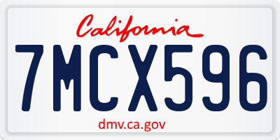 CA license plate 7MCX596