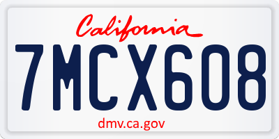 CA license plate 7MCX608