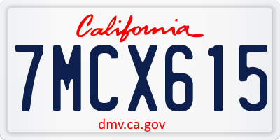 CA license plate 7MCX615