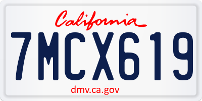 CA license plate 7MCX619