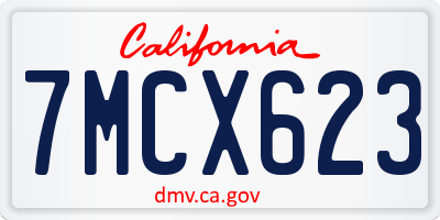 CA license plate 7MCX623