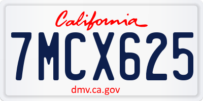 CA license plate 7MCX625