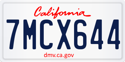 CA license plate 7MCX644