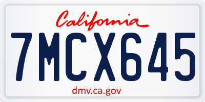 CA license plate 7MCX645