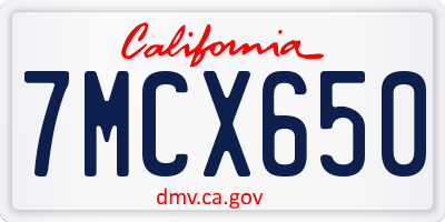 CA license plate 7MCX650