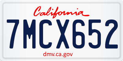 CA license plate 7MCX652