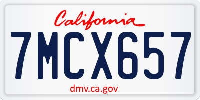 CA license plate 7MCX657
