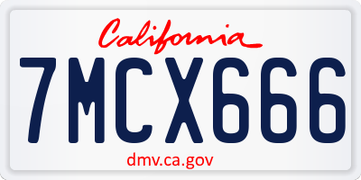 CA license plate 7MCX666