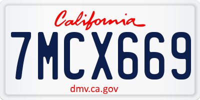 CA license plate 7MCX669