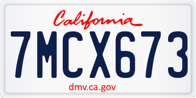 CA license plate 7MCX673