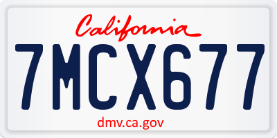 CA license plate 7MCX677
