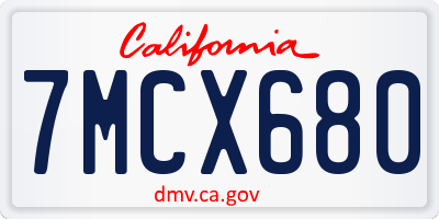 CA license plate 7MCX680