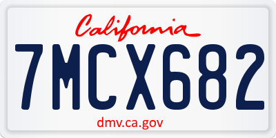 CA license plate 7MCX682