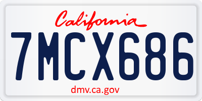 CA license plate 7MCX686