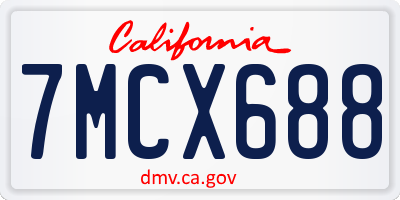 CA license plate 7MCX688