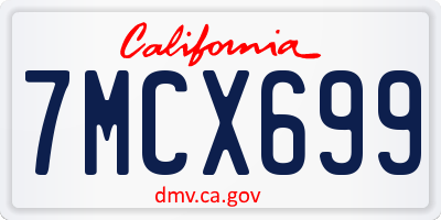 CA license plate 7MCX699