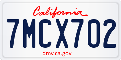 CA license plate 7MCX702