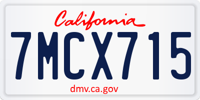 CA license plate 7MCX715