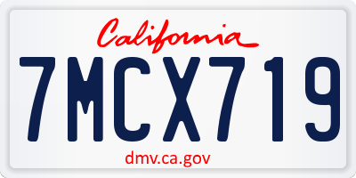 CA license plate 7MCX719