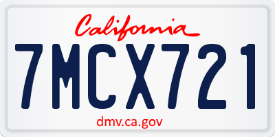 CA license plate 7MCX721