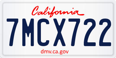 CA license plate 7MCX722