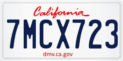 CA license plate 7MCX723