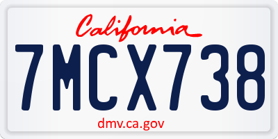 CA license plate 7MCX738