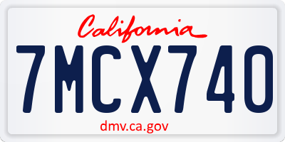 CA license plate 7MCX740