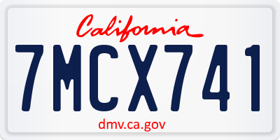 CA license plate 7MCX741