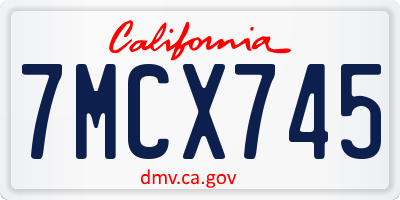 CA license plate 7MCX745
