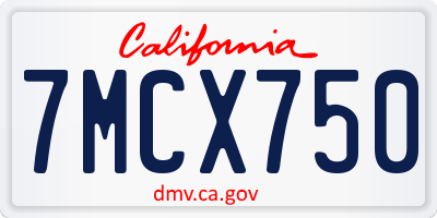 CA license plate 7MCX750