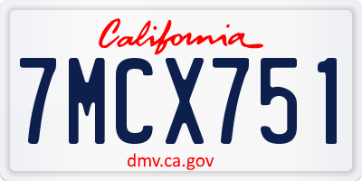 CA license plate 7MCX751