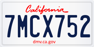 CA license plate 7MCX752