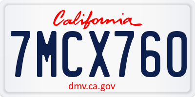 CA license plate 7MCX760