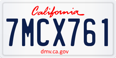 CA license plate 7MCX761
