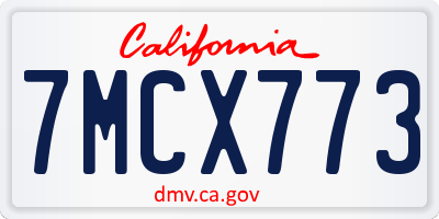 CA license plate 7MCX773