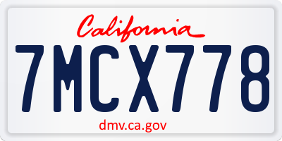CA license plate 7MCX778