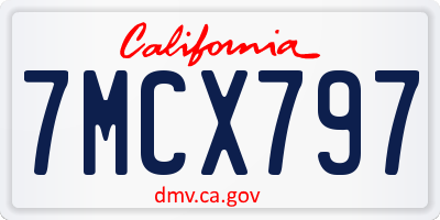 CA license plate 7MCX797