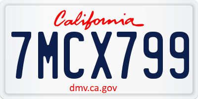 CA license plate 7MCX799