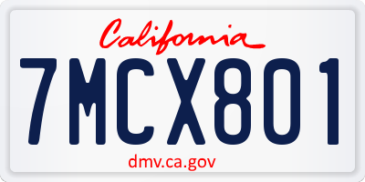 CA license plate 7MCX801
