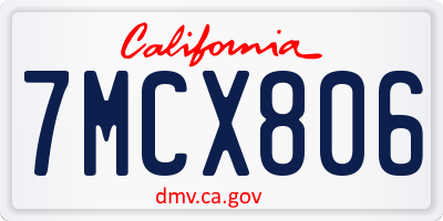 CA license plate 7MCX806