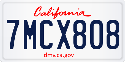 CA license plate 7MCX808