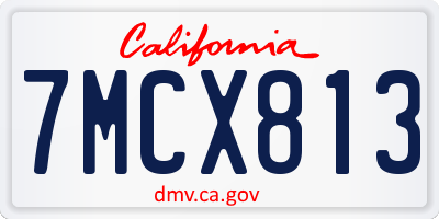 CA license plate 7MCX813