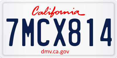 CA license plate 7MCX814