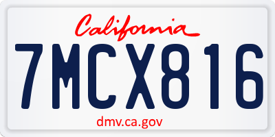 CA license plate 7MCX816