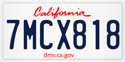 CA license plate 7MCX818