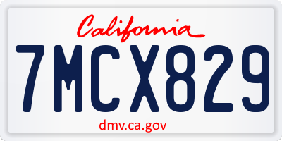 CA license plate 7MCX829